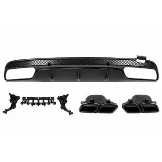 Задній дифузор з насадками Black (дизайн C63 2014-2018) Mercedes C-class W205 2014-2021 рр. фото 1