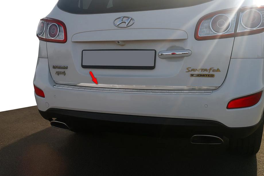 Hyundai Santa Fe 2 2006-2012 рр. Кромка багажника (нерж) Фото 1