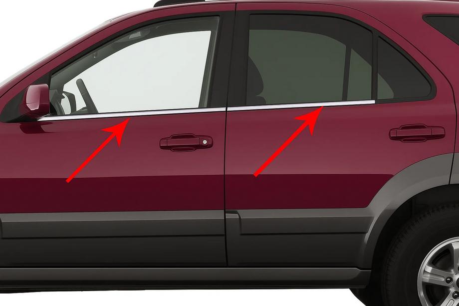Kia Sorento I BL 2002-2009 рр. Окантовка вікон (4 шт, нерж) Carmos - Турецька сталь Image