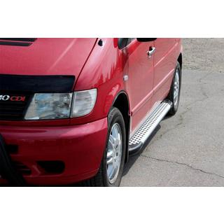 Бокові пороги Allmond Grey (2 шт., алюм.) Mercedes Vito W638 1996-2003 рр. фото 1