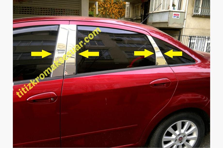 Fiat Linea 2006-2018 рр. Молдинг дверних стійок (6 шт, нерж) Фото 2