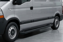 Nissan Interstar 2002-2010 рр. Бокові пороги Allmond Black (2 шт., Алюміній) фото 1