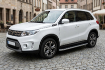 Suzuki Vitara 2015- рр. Бокові пороги Tayga Grey (2 шт., Алюміній) фото 1
