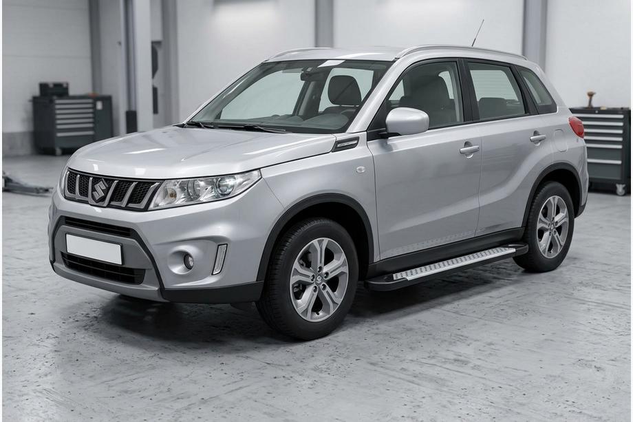 Suzuki Vitara 2015- рр. Бокові пороги Allmond Grey (2 шт., Алюміній) Image