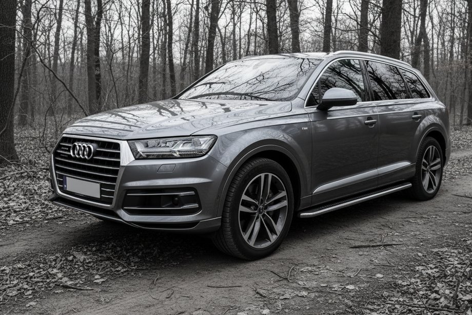 Audi Q7 2015-2026 рр. Бокові пороги Maydos V2 (2 шт., Алюміній ↗ нерж) Image