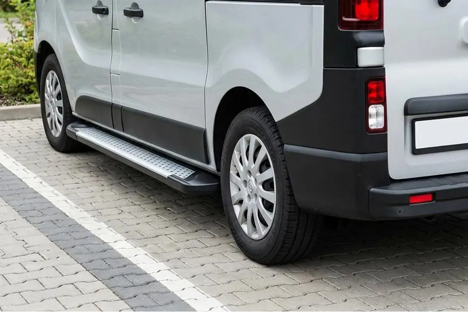 Fiat Talento 2016- рр. Бокові пороги Allmond Grey (2 шт., Алюміній) Коротка база Фото 1