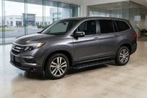 Honda Pilot 2015-2022 рр. Бокові пороги Allmond Black (2 шт., Алюміній) фото 1