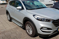 Hyundai Tucson TL 2016-2021 рр. Бокові пороги Allmond Grey (2 шт., алюміній) фото 1
