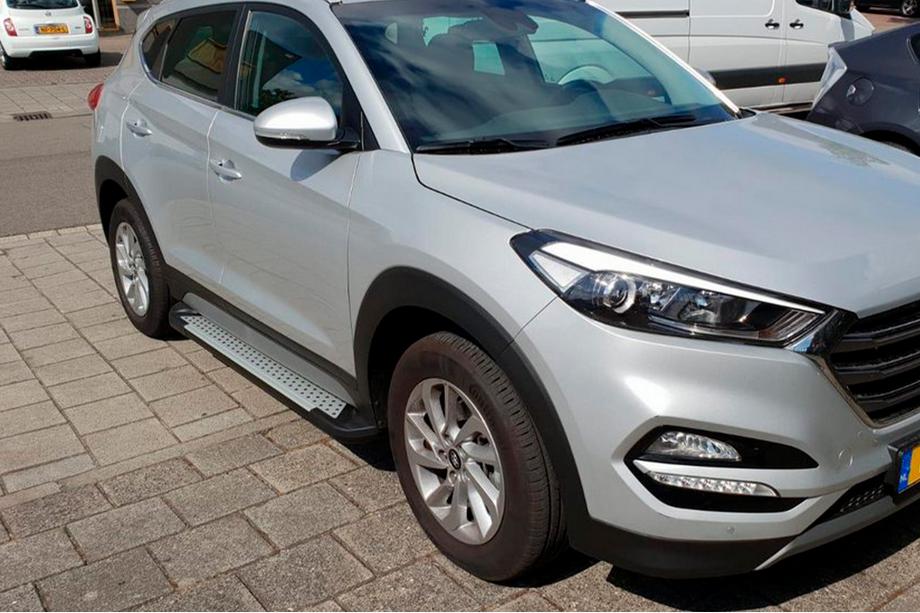 Hyundai Tucson TL 2016-2021 рр. Бокові пороги Allmond Grey (2 шт., алюміній) Image