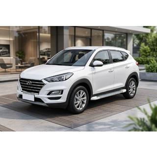 Бокові пороги Allmond White (2 шт., Алюміній) Hyundai Tucson TL 2016-2021 рр. фото 1