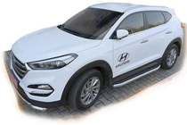 Hyundai Tucson TL 2016-2021 рр. Бокові пороги Fullmond (2 шт., Алюміній) фото 1