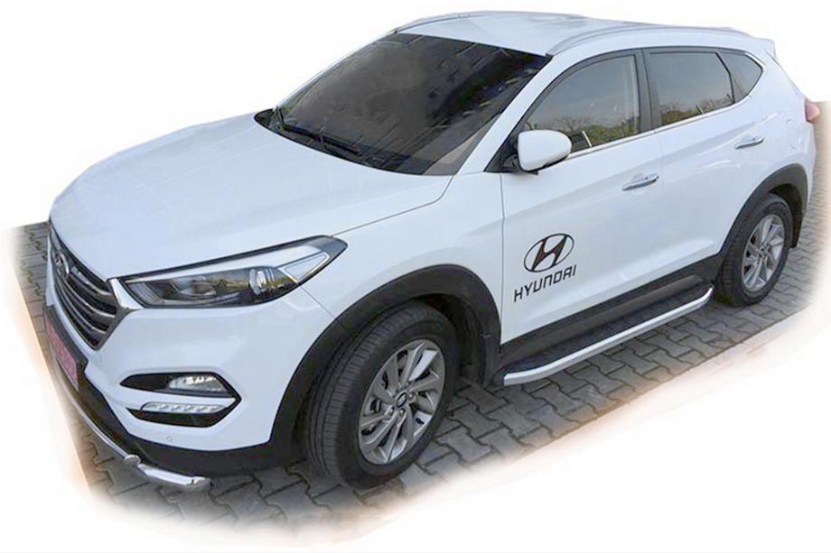 Hyundai Tucson TL 2016-2021 рр. Бокові пороги Fullmond (2 шт., Алюміній) Image