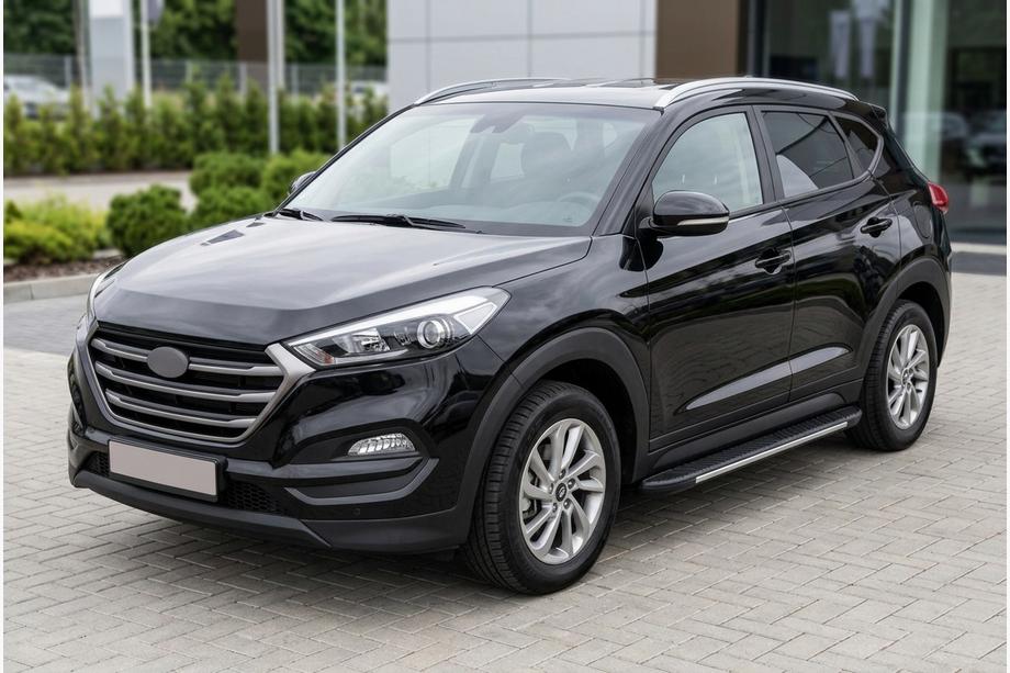 Hyundai Tucson TL 2016-2021 рр. Бокові пороги Bosphorus Grey (2 шт., Алюміній) Image