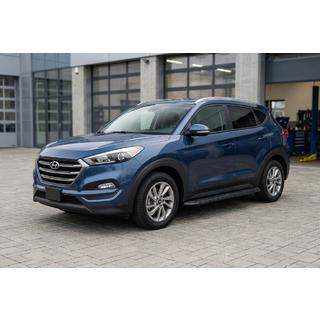 Бокові пороги Tayga Black (2 шт., Алюміній) Hyundai Tucson TL 2016-2021 рр. фото 1
