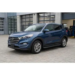 Бокові пороги Tayga Black (2 шт., Алюміній) Hyundai Tucson TL 2016-2021 рр. фото 1
