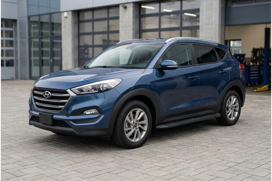 Hyundai Tucson TL 2016-2021 рр. Бокові пороги Tayga Black (2 шт., Алюміній) Image