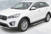 Kia Sorento III UM 2014-2020 рр. Бокові пороги Duru (2 шт., Алюміній) фото 1