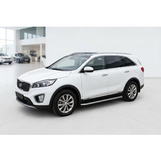 Бокові пороги Maydos V1 (2 шт., Алюміній ↗ нерж) Kia Sorento III UM 2014-2020 рр. фото 1