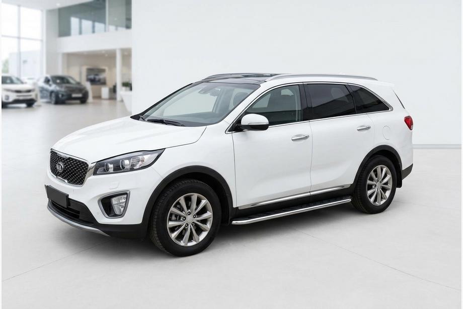 Kia Sorento III UM 2014-2020 рр. Бокові пороги Maydos V1 (2 шт., Алюміній ↗ нерж) Image