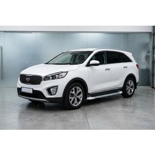 Бокові пороги Allmond White (2 шт., Алюміній) Kia Sorento III UM 2014-2020 рр. фото 1