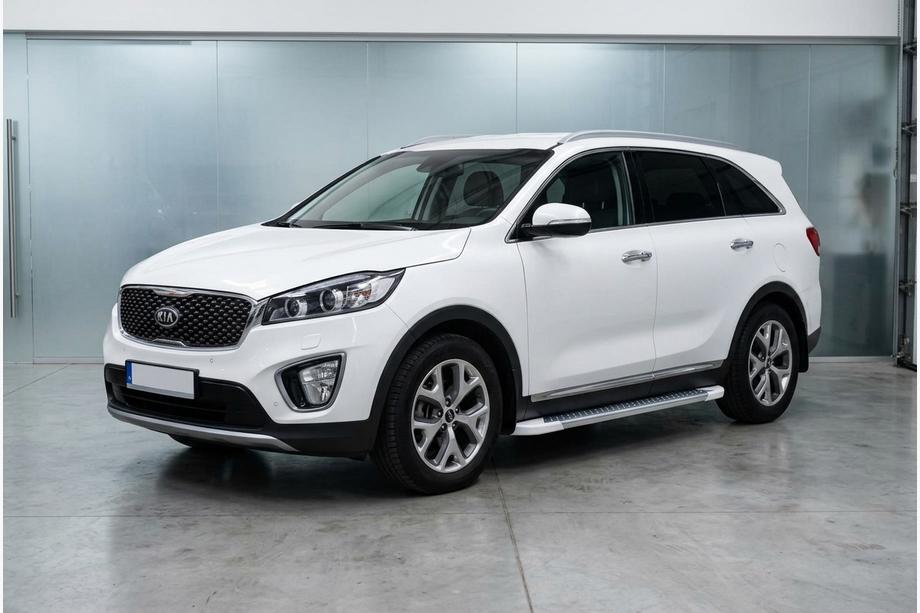 Kia Sorento III UM 2014-2020 рр. Бокові пороги Allmond White (2 шт., Алюміній) Image