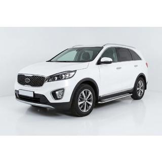 Бокові пороги Maydos V2 (2 шт., Алюміній ↗ нерж) Kia Sorento III UM 2014-2020 рр. фото 1
