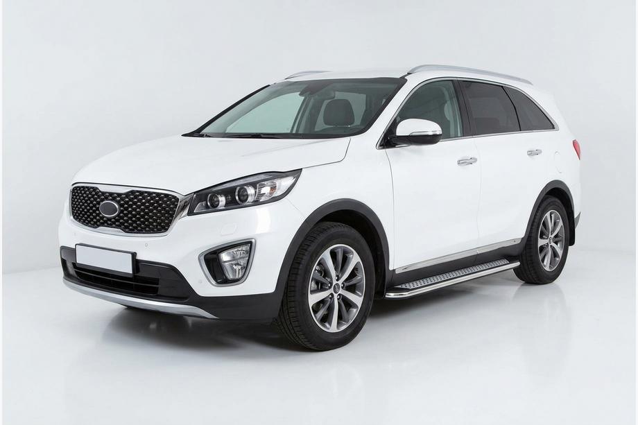 Kia Sorento III UM 2014-2020 рр. Бокові пороги Maydos V2 (2 шт., Алюміній ↗ нерж) Image