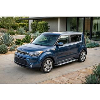 Бокові пороги Allmond Grey (2 шт., алюм.) Kia Soul II 2013-2018 рр. фото 1