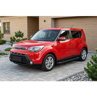 Бокові пороги Allmond Black (2 шт., Алюміній) Kia Soul II 2013-2018 рр. фото 1