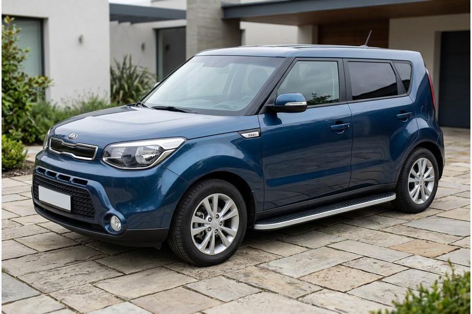 Kia Soul II 2013-2018 рр. Бокові пороги Tayga Grey (2 шт., алюміній) Image