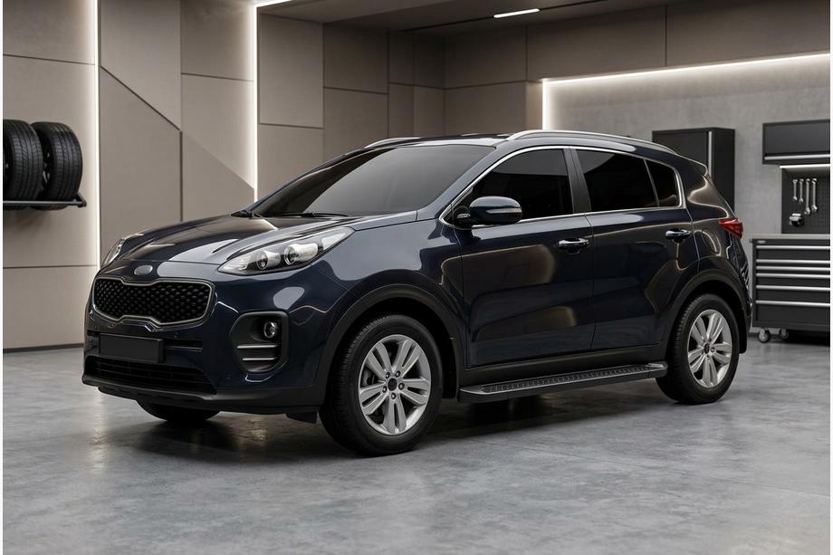 Kia Sportage 2015-2021 рр. Бокові пороги Allmond Black (2 шт., алюміній) Фото 1