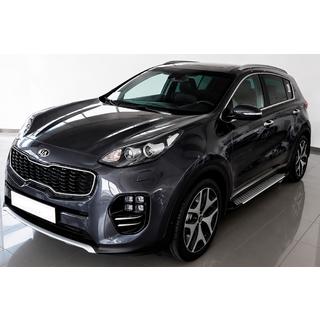 Бокові пороги Allmond Grey (2 шт., алюміній) Kia Sportage 2015-2021 рр. фото 1