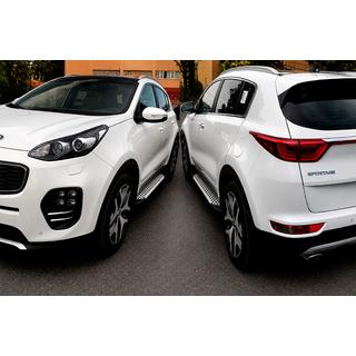 Бокові пороги Allmond Grey (2 шт., алюміній) Kia Sportage 2015-2021 рр. фото 4