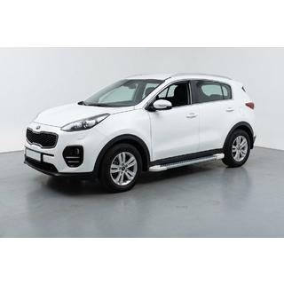 Бокові пороги Allmond White (2 шт., алюміній) Kia Sportage 2015-2021 рр. фото 1