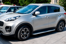 Kia Sportage 2015-2021 рр. Бокові пороги Maydos V2 (2 шт., алюміній ↗ нерж) фото 3