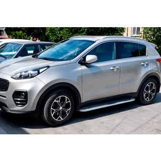 Бокові пороги Maydos V2 (2 шт., алюміній ↗ нерж) Kia Sportage 2015-2021 рр. фото 3