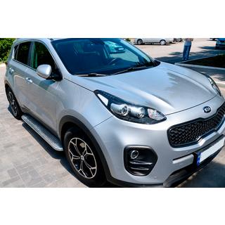 Бокові пороги Maydos V2 (2 шт., алюміній ↗ нерж) Kia Sportage 2015-2021 рр. фото 2