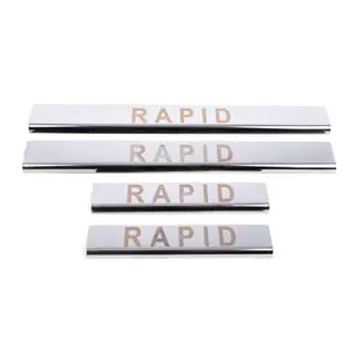 Накладки на пороги Carmos V1 (4 шт, нерж) Skoda Rapid 2012-2019 рр. фото 2