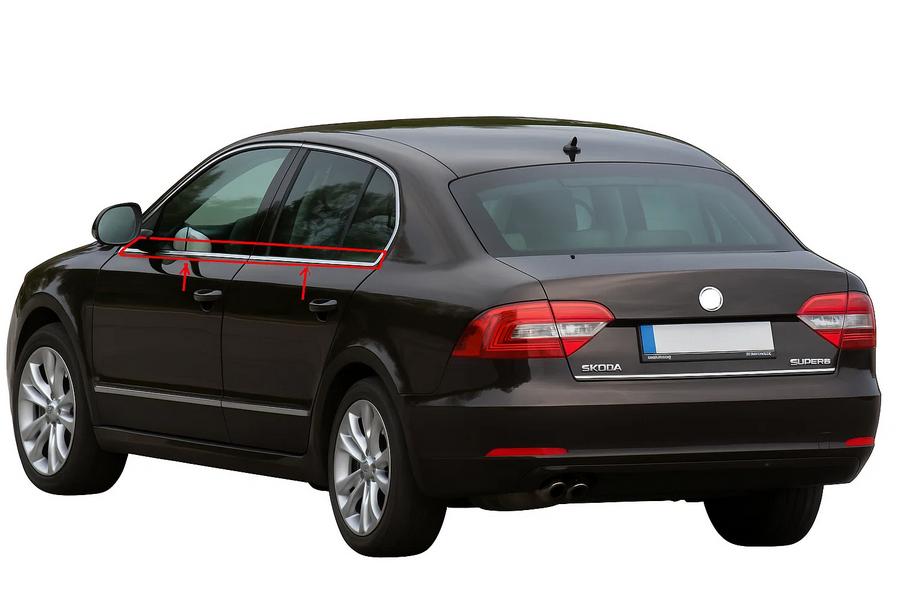 Skoda Superb 2009-2015 рр. Окантовка вікон (4 шт, нерж) Image