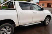 Toyota Hilux 2015- рр. Бокові пороги Allmond Grey (2 шт., алюміній) фото 7