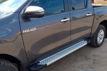 Toyota Hilux 2015- рр. Бокові пороги Allmond Grey (2 шт., алюміній) фото 9
