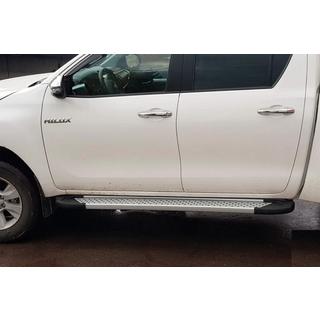 Бокові пороги Allmond Grey (2 шт., алюміній) Toyota Hilux 2015- рр. фото 4