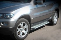 BMW X5 E53 1999-2006 рр. Бокові пороги Allmond Grey (2 шт, алюм.) фото 1