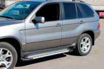 BMW X5 E53 1999-2006 рр. Бокові пороги Allmond Grey (2 шт, алюм.) фото 3