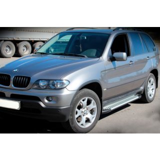Бокові пороги Allmond Grey (2 шт, алюм.) BMW X5 E53 1999-2006 рр. фото 2