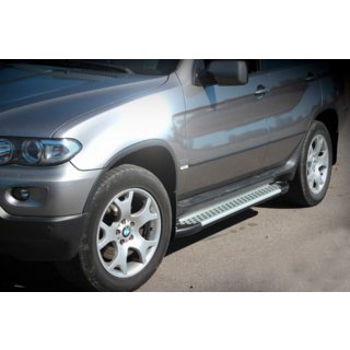 Бокові пороги Allmond Grey (2 шт, алюм.) BMW X5 E53 1999-2006 рр. фото 1