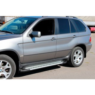 Бокові пороги Allmond Grey (2 шт, алюм.) BMW X5 E53 1999-2006 рр. фото 3