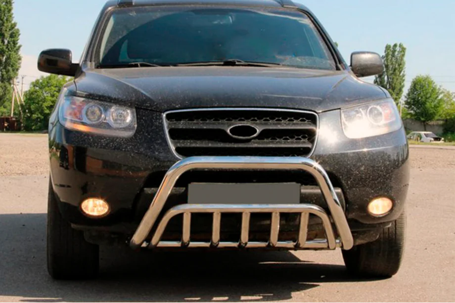 Hyundai Santa Fe 2 2006-2012 рр. Кенгурятник WT002 (нерж.) Image