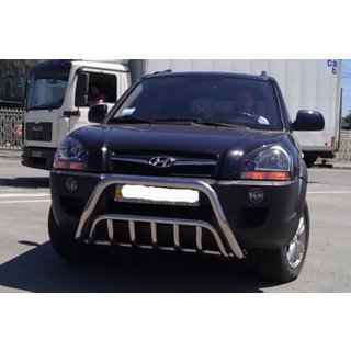 Кенгурятник WT002 (нерж.) Hyundai Tucson JM 2004- рр. фото 2