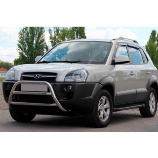 Кенгурятник WT022 (нерж.) Hyundai Tucson JM 2004- рр. фото 1